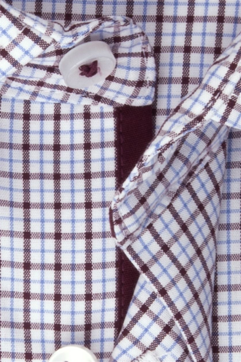 Seidensticker overhemd normale fit rood geruit katoen borstzak