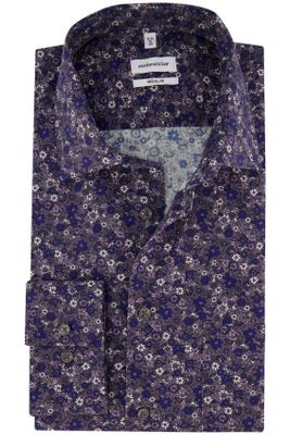 Seidensticker Seidensticker business overhemd Regular Fit paars geprint katoen met borstzak