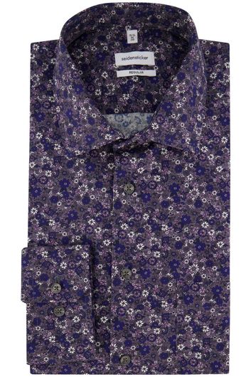 Seidensticker business overhemd Regular Fit paars geprint 100% katoen