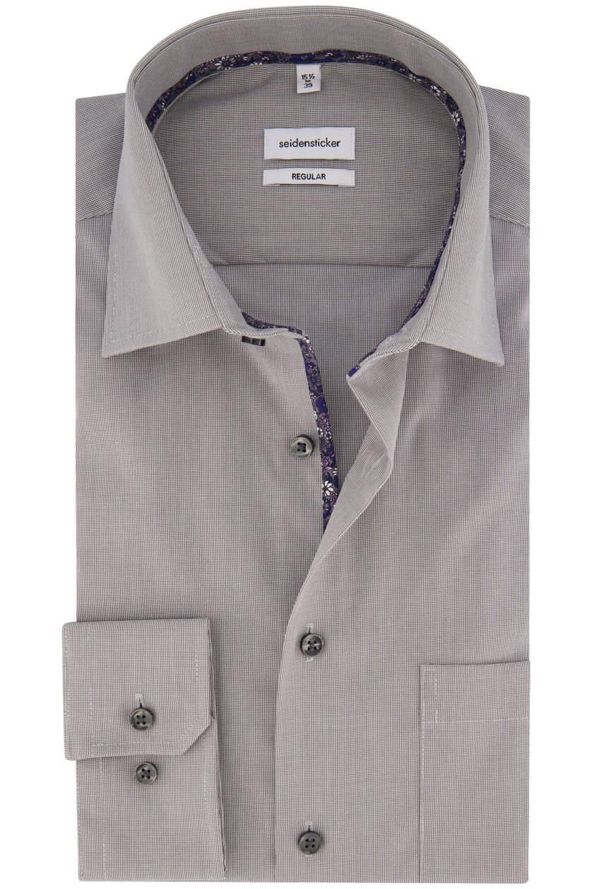 Seidensticker business overhemd Regular fit grijs geruit strijkvrij katoen