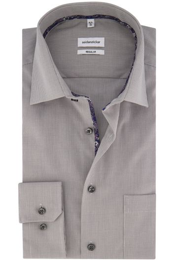 Seidensticker business overhemd Regular normale fit grijs geruit katoen