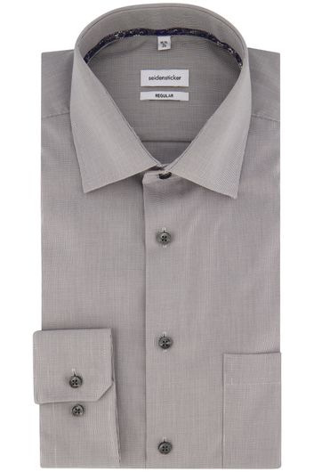 Seidensticker business overhemd Regular normale fit grijs geruit katoen