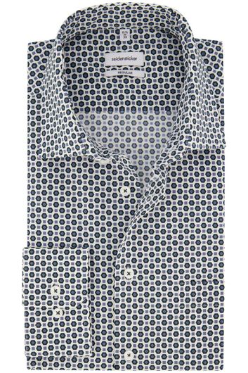 Seidensticker business overhemd Regular normale fit blauw geprint katoen
