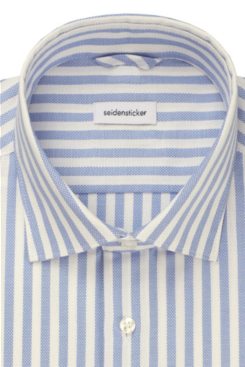 Seidensticker business Shaped overhemd slim fit blauw gestreept katoen