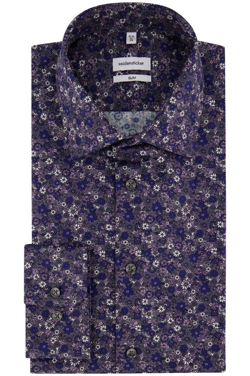 Seidensticker business overhemd Shaped Fit donkerblauw geprint 100% katoen