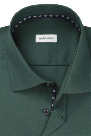 Seidensticker zakelijk overhemd Shaped Fit groen effen katoen