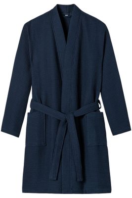 Schiesser Schiesser badjas donkerblauw wafelkatoen Essentials