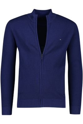 Portofino Portofino vest heren blauw rits effen 100% katoen