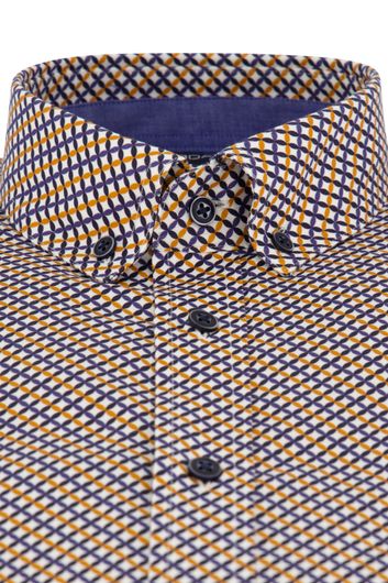 Giordano overhemd geel blauw geprint regular fit