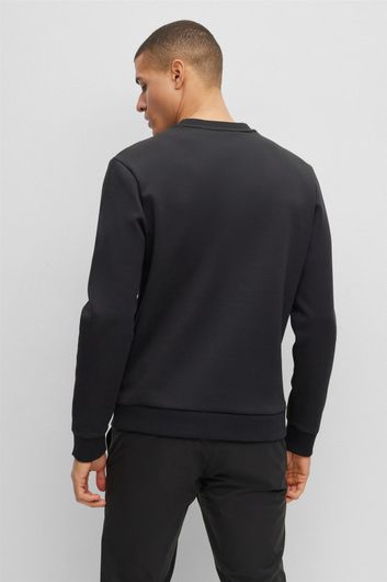 Hugo Boss sweater ronde hals zwart geprint katoen