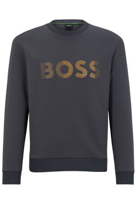 Hugo Boss Hugo Boss Green sweater ronde hals grijs geprint katoen-stretch