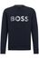 Hugo Boss sweater ronde hals donkerblauw geprint katoen-stretch normale fit