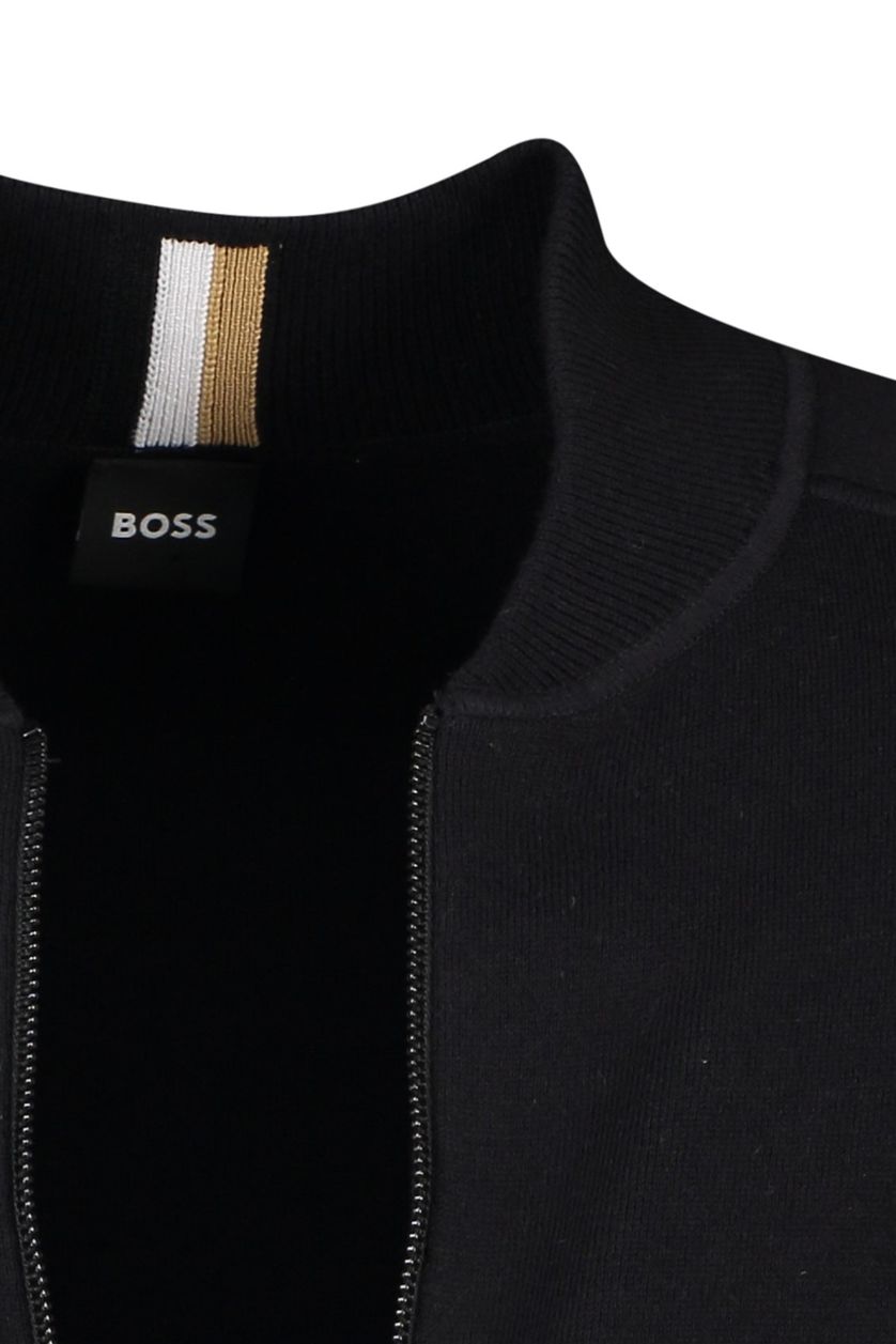 Hugo Boss vest zwart opstaande kraag katoen