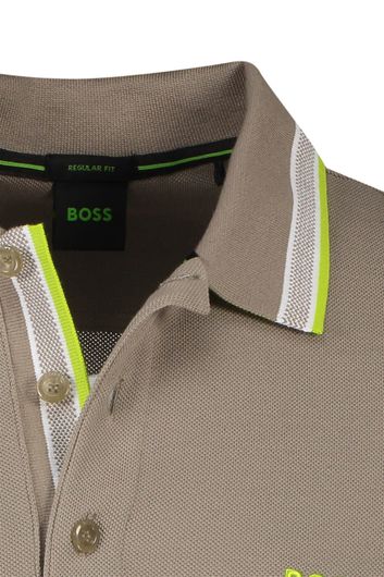 Hugo Boss Green polo regular fit beige katoen