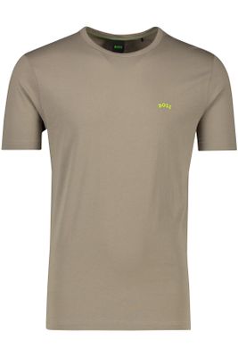 Hugo Boss Hugo Boss Green t-shirt ronde hals bruin tee curved