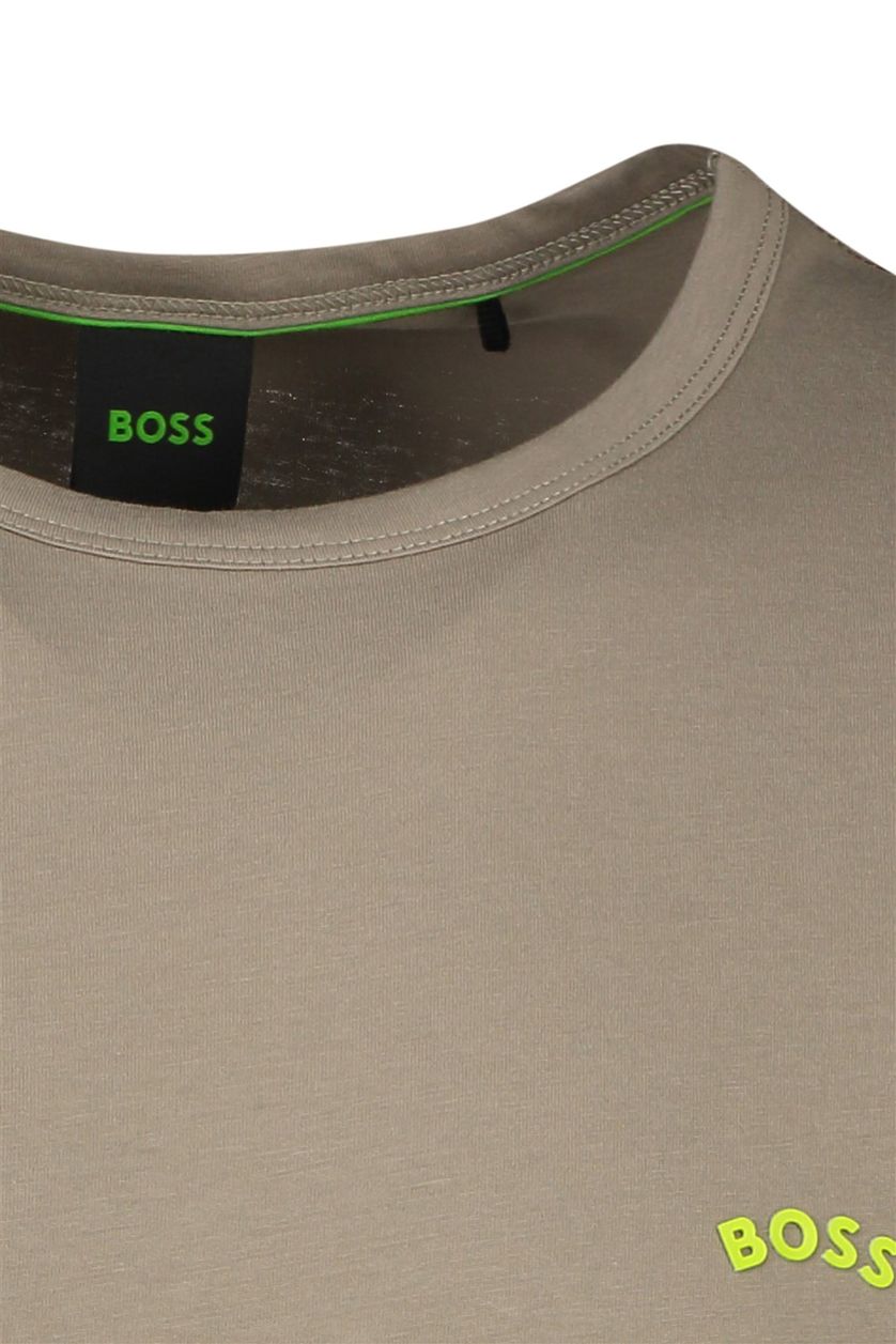 T-shirt ronde hals Hugo Boss Green bruin tee curved