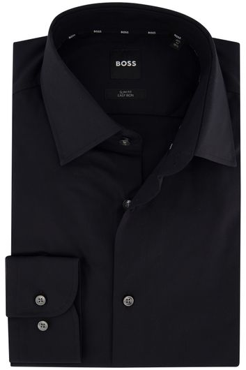 Hugo Boss overhemd mouwlengte 7 slim fit zwart effen katoen