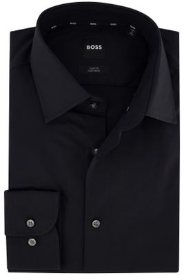 Hugo Boss Hugo Boss overhemd mouwlengte 7 slim fit zwart effen katoen