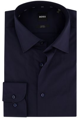 Hugo Boss Hugo Boss overhemd mouwlengte 7 slim fit donkerblauw effen katoen