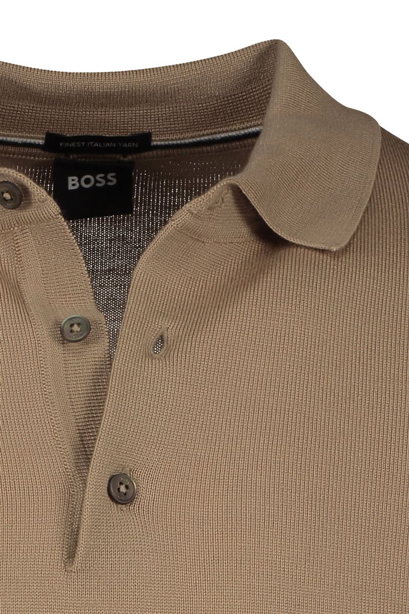 Hugo Boss Black 3-knoops polo normale fit bruin Bono L