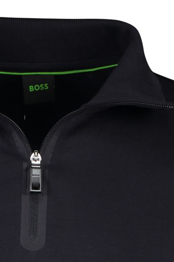 Hugo Boss Green sweater katoen half zip navy normale fit