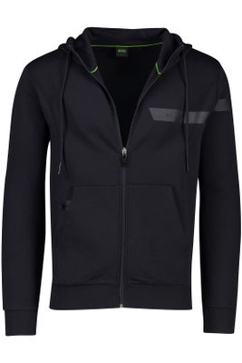 Hugo Boss Hugo Boss vest hoodie zwart rits effen katoen