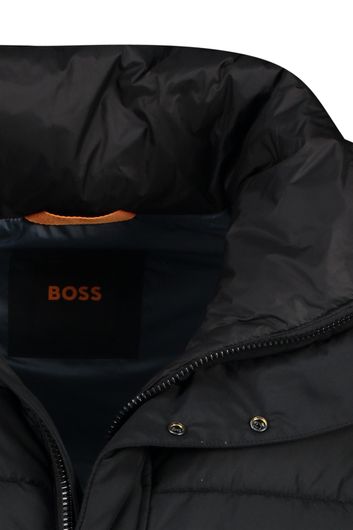 Hugo Boss winterjas zwart effen rits + knoop normale fit 