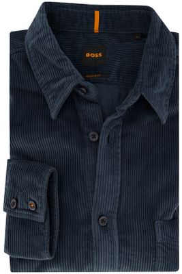 Hugo Boss Hugo Boss casual overhemd wijde fit blauw effen katoen
