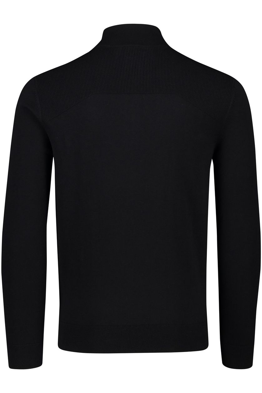 Hugo Boss sweater Maretto opstaande kraag met rits zwart effen katoen