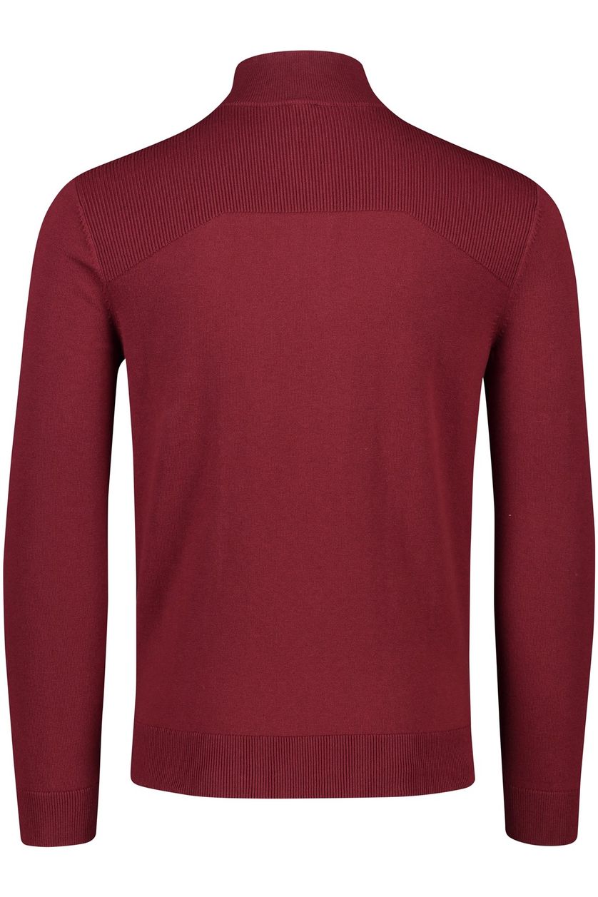Hugo Boss sweater Maretto opstaande kraag met rits rood effen katoen