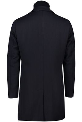Hugo Boss Hugo Boss Black winterjas donkerblauw effen rits + knoop slim fit wol waterafstotend