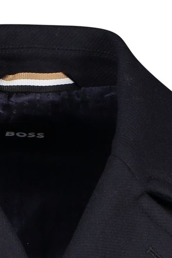 Hugo Boss winterjas donkerblauw effen knopen normale fit 