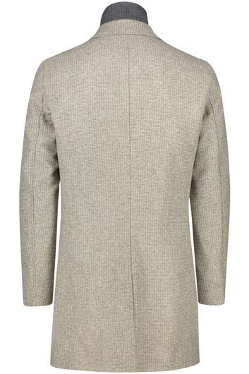 Hugo Boss mantel winterjas beige effen rits + knoop normale fit 