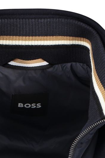 Hugo Boss winterjas donkerblauw effen normale fit wol