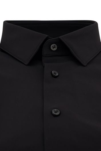 Hugo Boss overhemd slim fit zwart effen semi wide spread