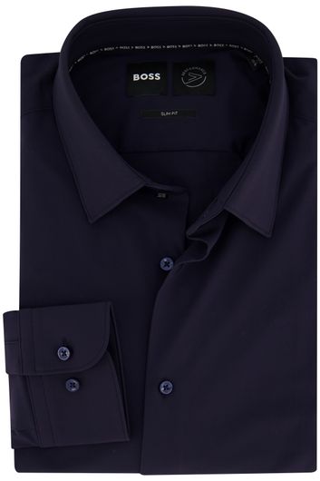 Hugo Boss overhemd mouwlengte 7 slim fit donkerblauw effen 