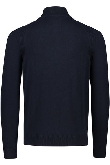 Sweater opstaande kraag New Zealand Clive donkerblauw effen katoen