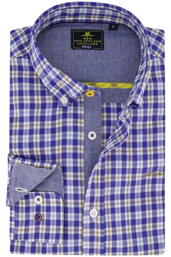 New Zealand casual overhemd normale fit blauw geruit 