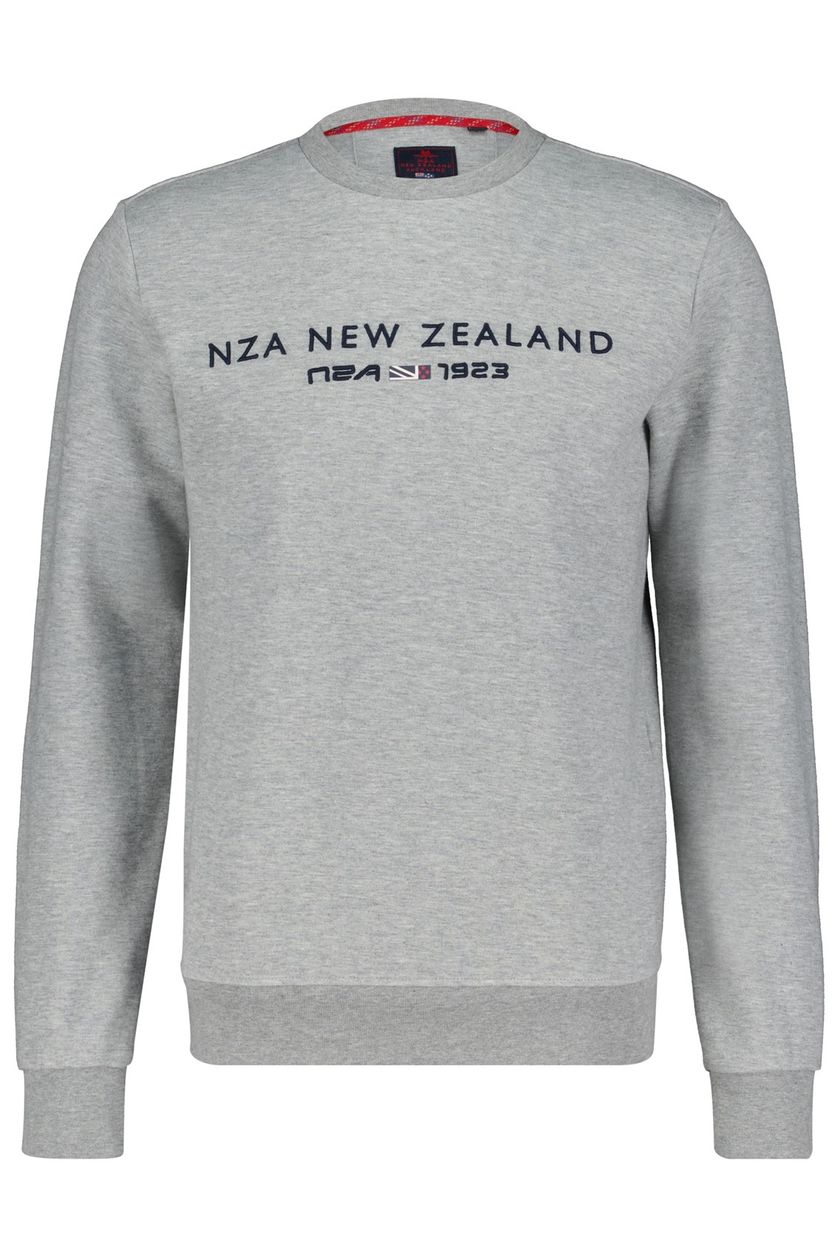 Sweater New Zealand Shallow ronde hals grijs effen 