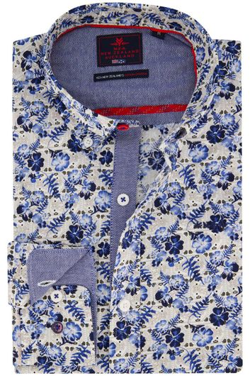 NZA overhemd casual Charwell beige blauw bloemen print