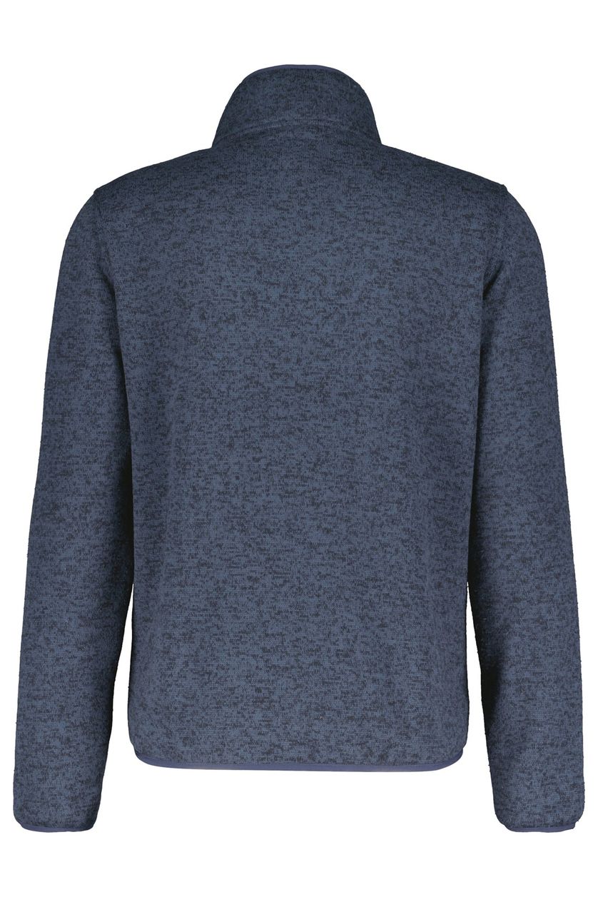 New Zealand sweater opstaande kraag Whangamoa donkerblauw geprint 