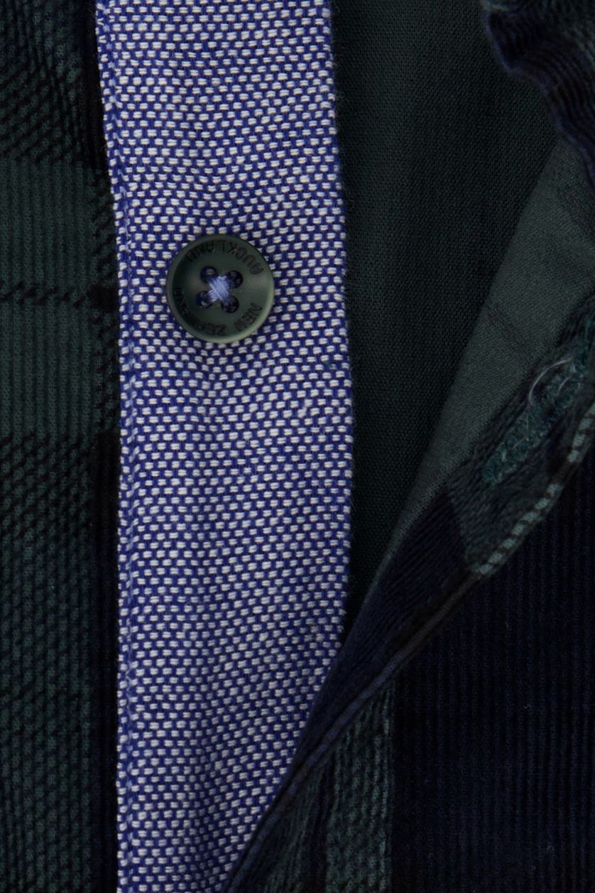 New Zealand casual overhemd normale fit blauw geruit 100% katoen button-down boord