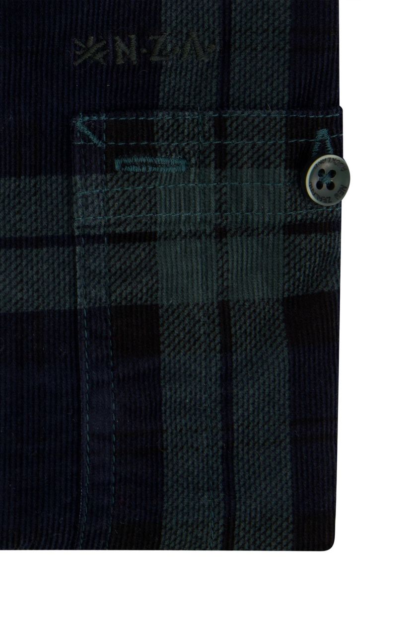 New Zealand casual overhemd normale fit blauw geruit 100% katoen button-down boord