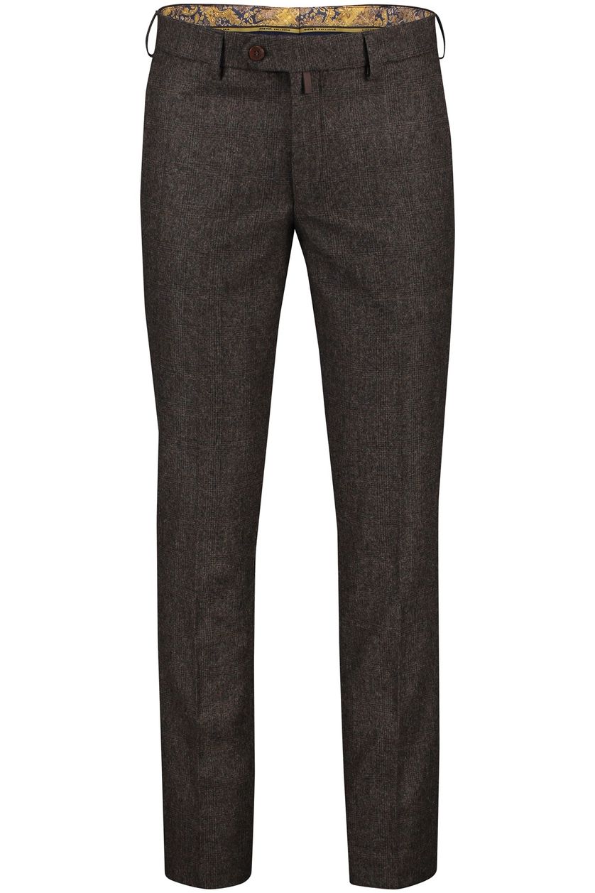 Meyer Bonn Modern Fit pantalon bruin effen lamswol