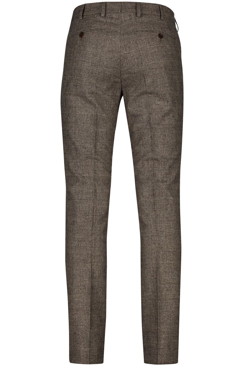 Meyer pantalon Bonn bruin geruit wol normale fit