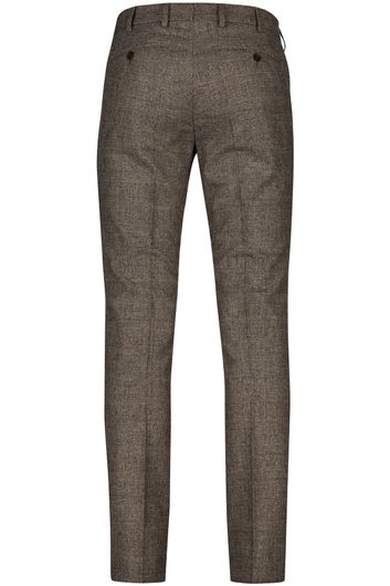Meyer pantalon flatfront Bonn bruin geruit wol