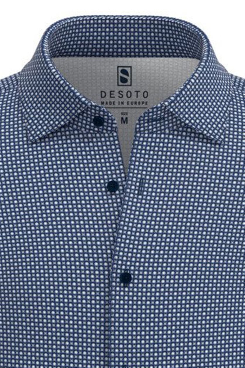 business overhemd Desoto slim fit donkerblauw geprint katoen