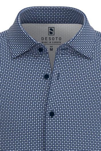 Desoto business overhemd slim fit donkerblauw geprint katoen
