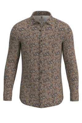 Desoto Desoto business overhemd slim fit bruin geprint katoen