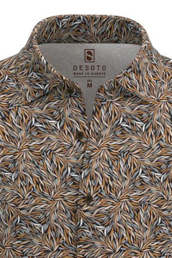 Desoto business overhemd slim fit bruin geprint katoen